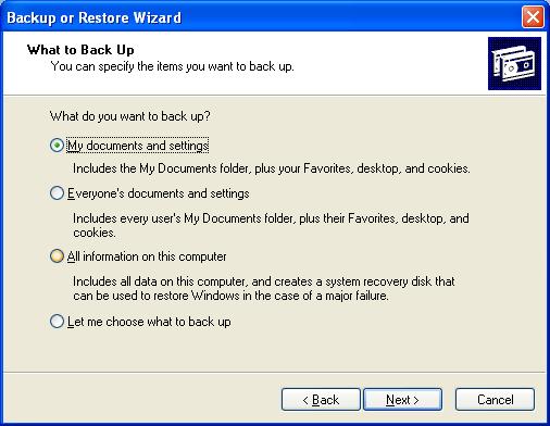 Backup My documents and settings
