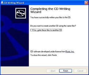 CD Writing Wizard Complete