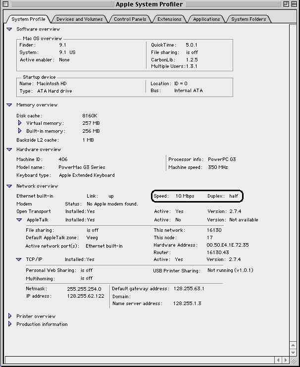 System Profiler