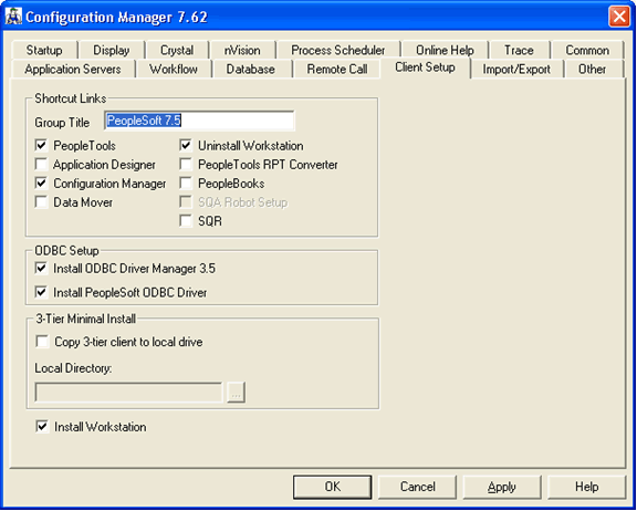 Client Setup Tab