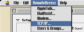 RA TCP/IP Menu