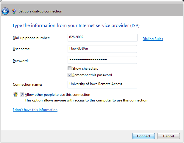ISP information