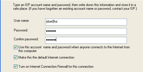Username and Password