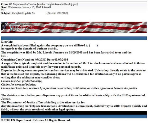 DOJ Phishing Scam
