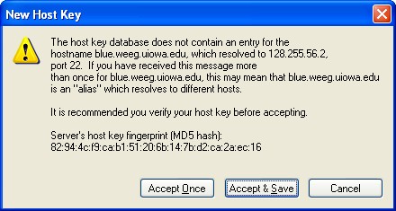 New Host Key screen