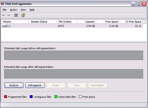 Defragmenter Window