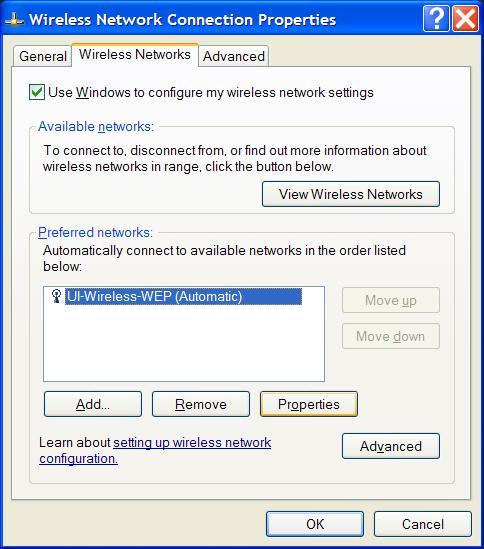Wireless Networks tab