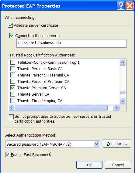 Protected EAP Properties
