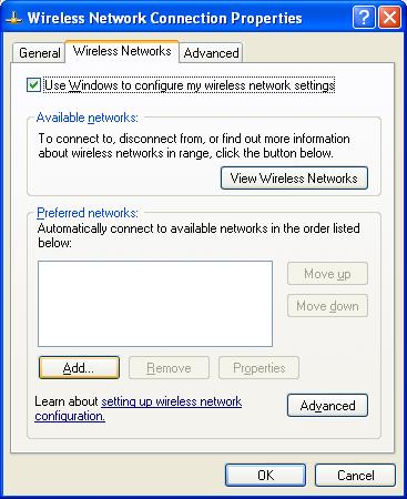 Wireless Networks tab