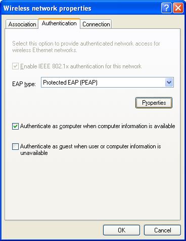 Authentication tab
